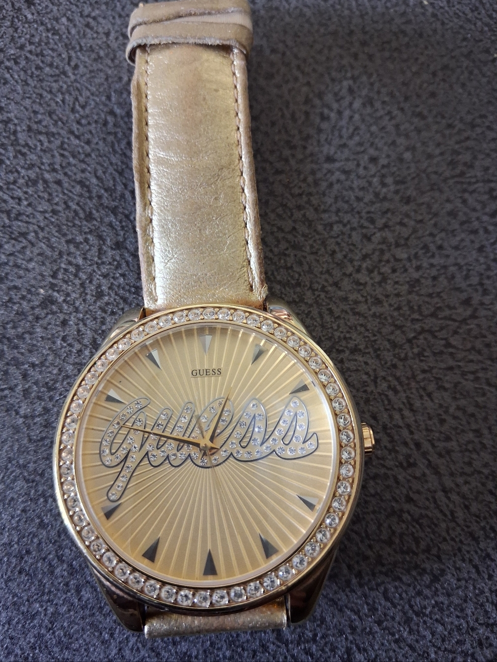 GUESS Gold Tone Crystal-Accent Women's Watch